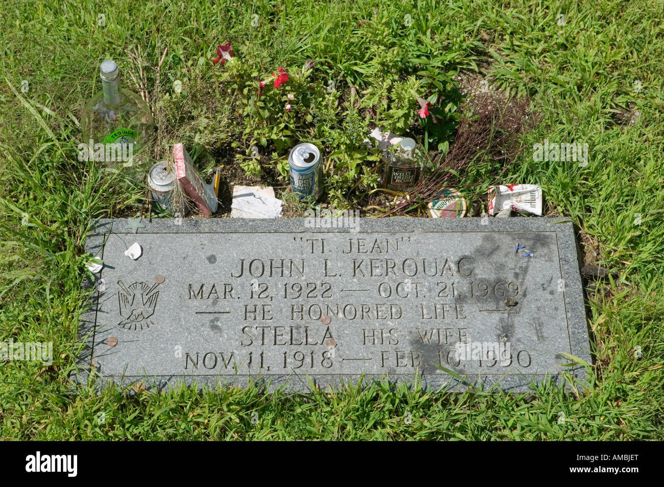 Romancier Jack Kerouac icône beat tombe Cimetière Edson Lowell Massachusetts Banque D'Images