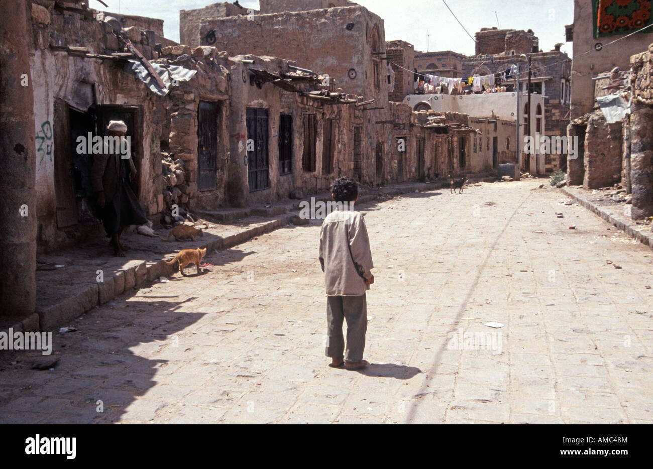 Rue Shibam au Yémen Moyen-orient Banque D'Images