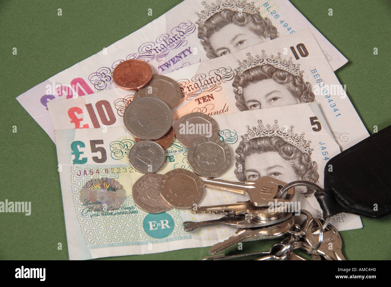 Billets de banque, et les touches de changement Banque D'Images