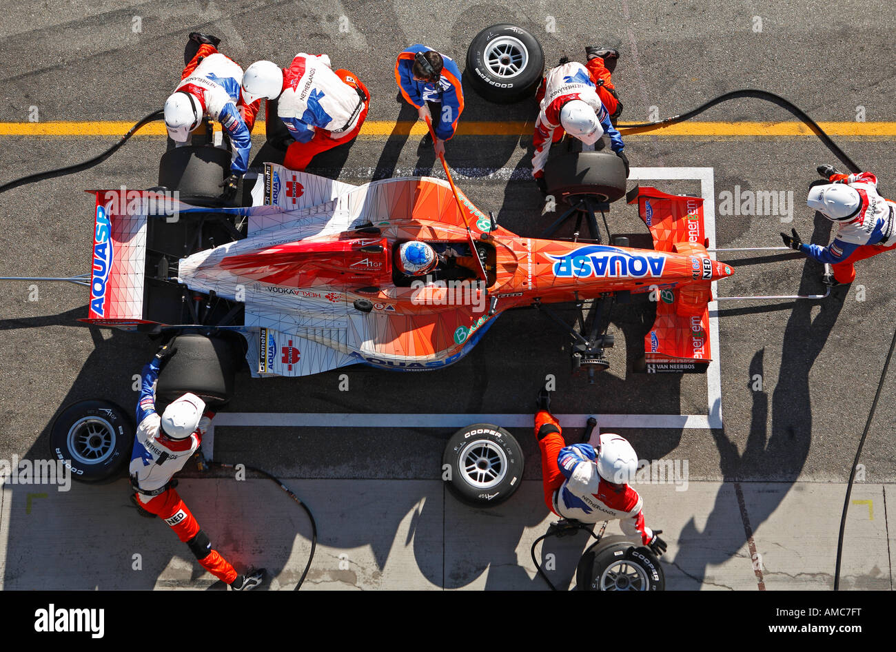 A1 Team France Pit Stop au circuit de Brno, République Tchèque Banque D'Images