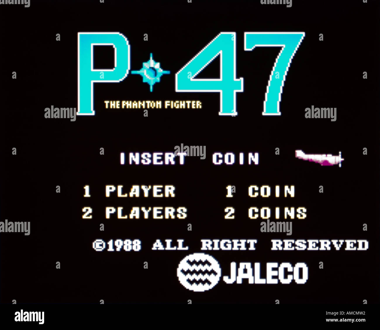 P 47 Le Phantom Fighter Jaleco 1988 vintage arcade jeu vidéo d'écran - EDITORIAL UTILISEZ UNIQUEMENT Banque D'Images