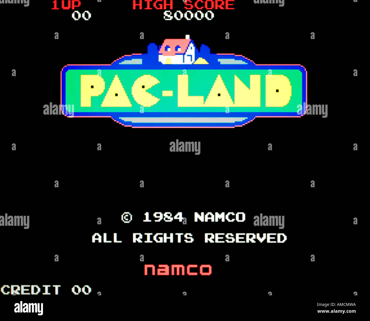 Terre PAC 1984 Namco jeu vidéo Arcade vintage d'écran - EDITORIAL UTILISEZ UNIQUEMENT Banque D'Images