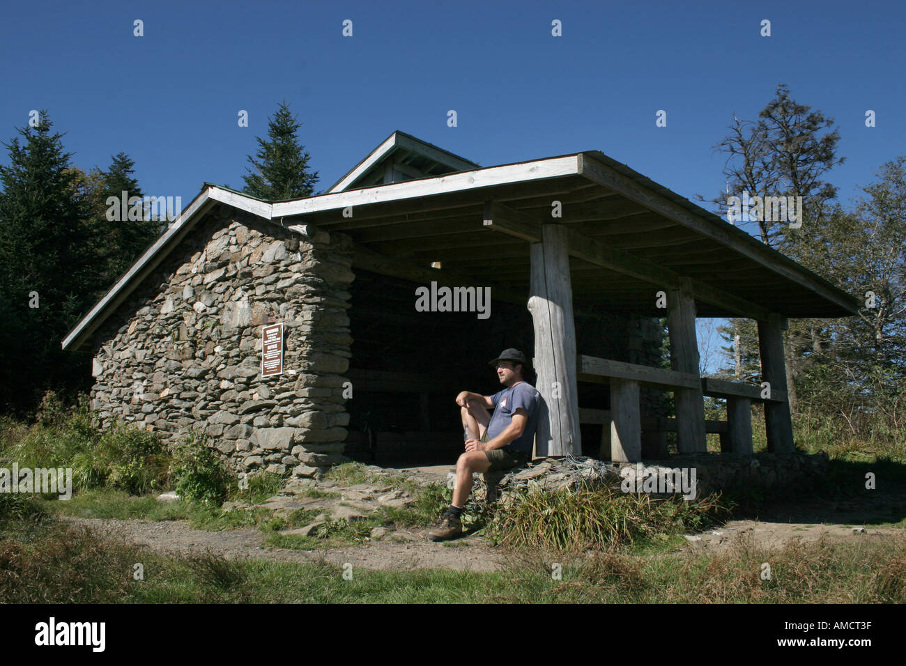 Refuges d'arrière-pays parc Great Smoky Mountain camp sentier des Appalaches Banque D'Images