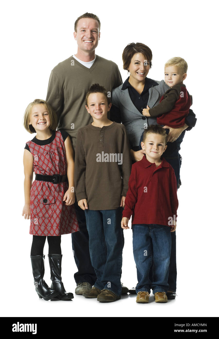 Portrait de famille avec six people smiling Banque D'Images