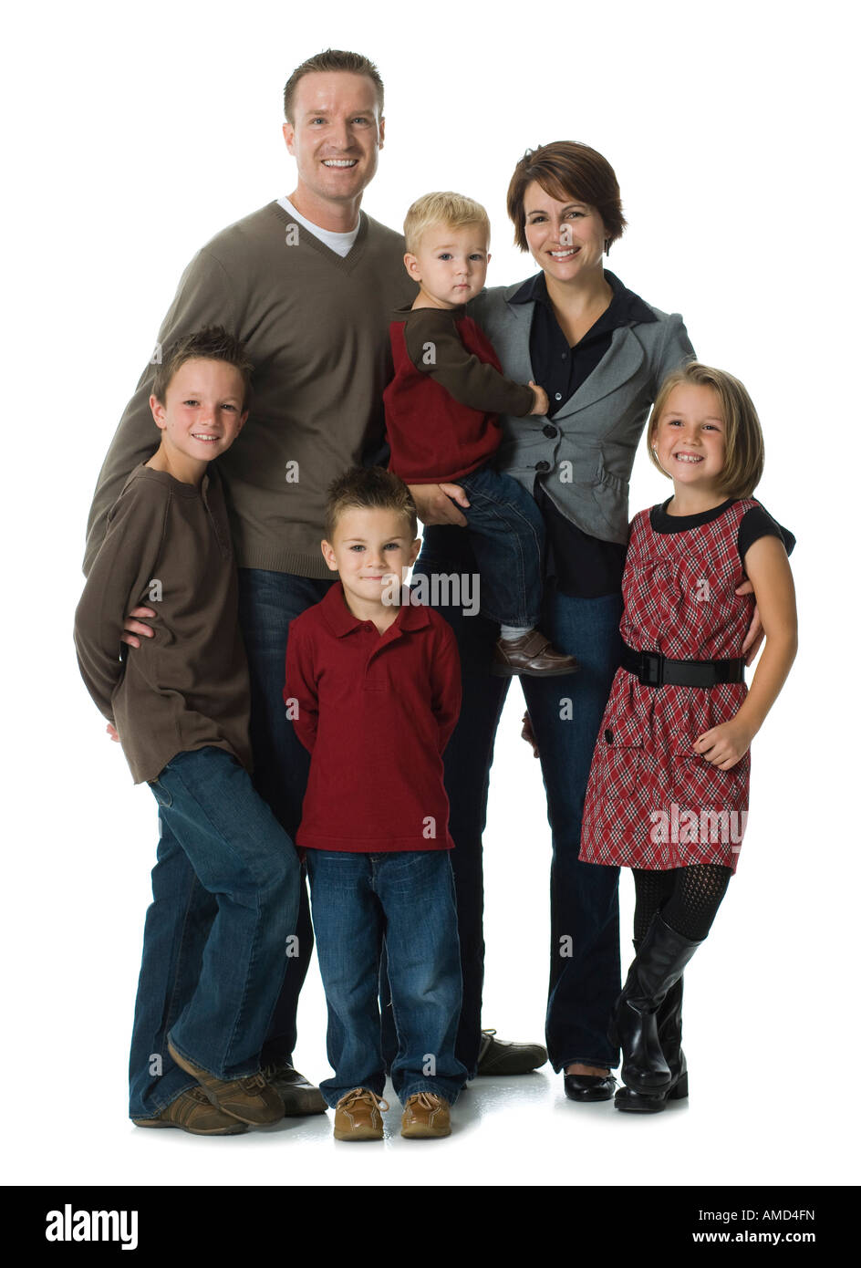 Portrait de famille avec six people smiling Banque D'Images