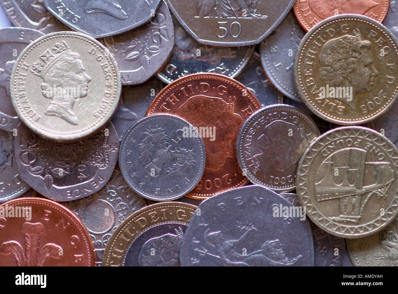 Pièces de monnaie du Royaume-Uni Banque D'Images