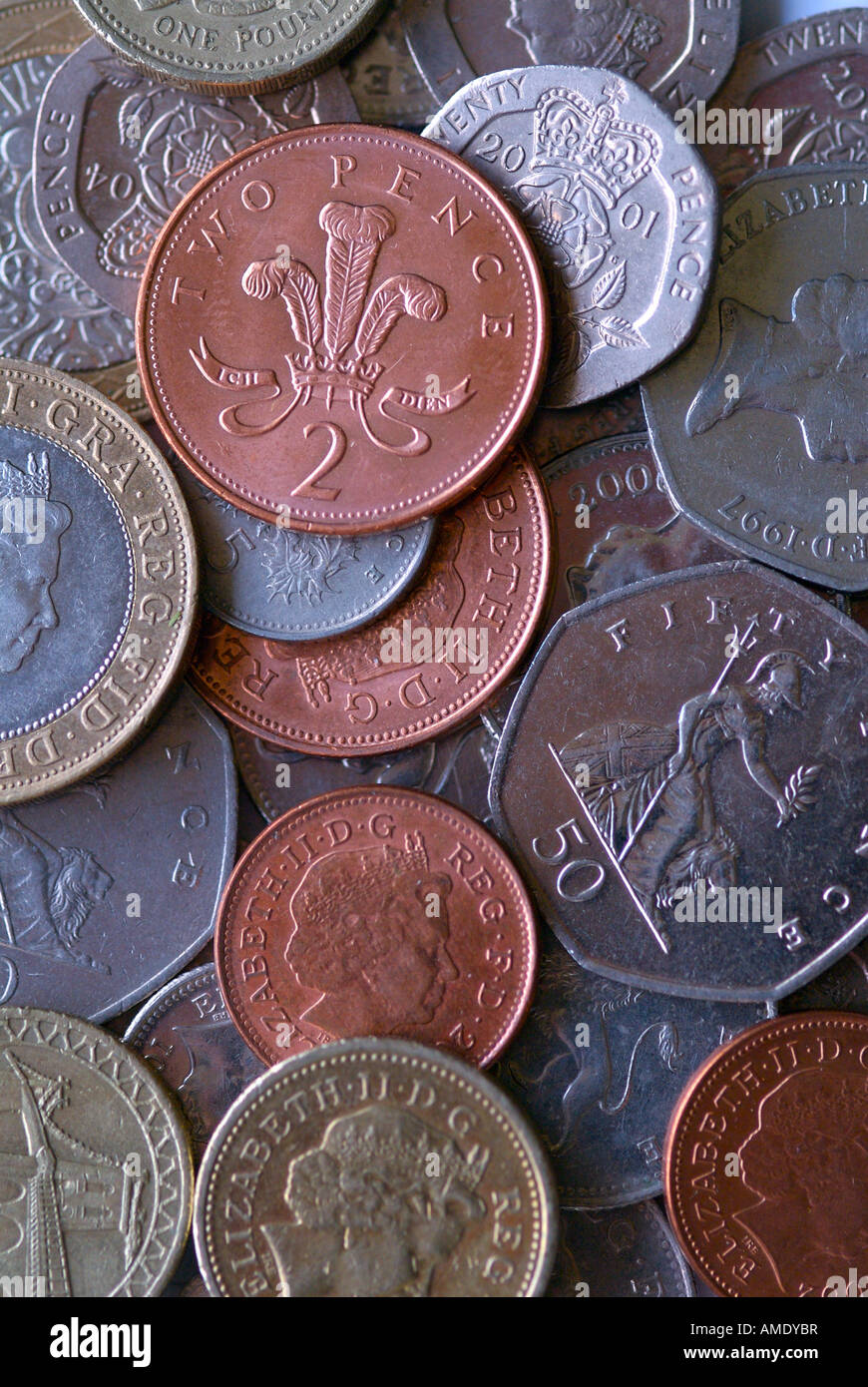 Pièces de monnaie du Royaume-Uni Banque D'Images