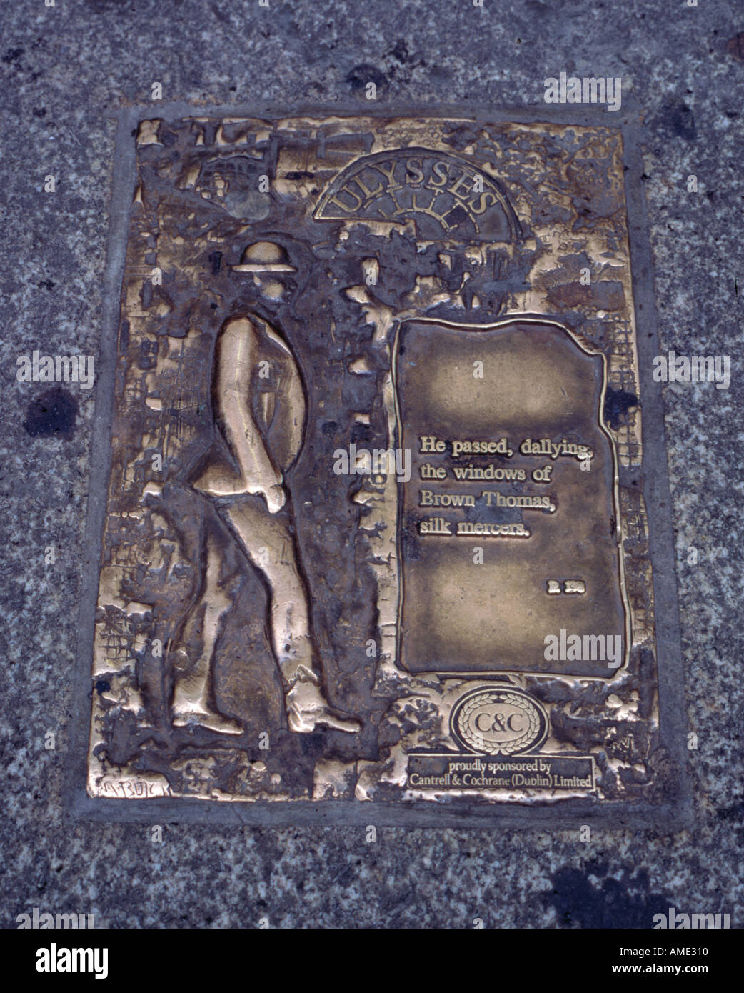 Sentier pavé Ulysse plaque, Grafton Street, Dublin, Irlande (Irlande). Banque D'Images