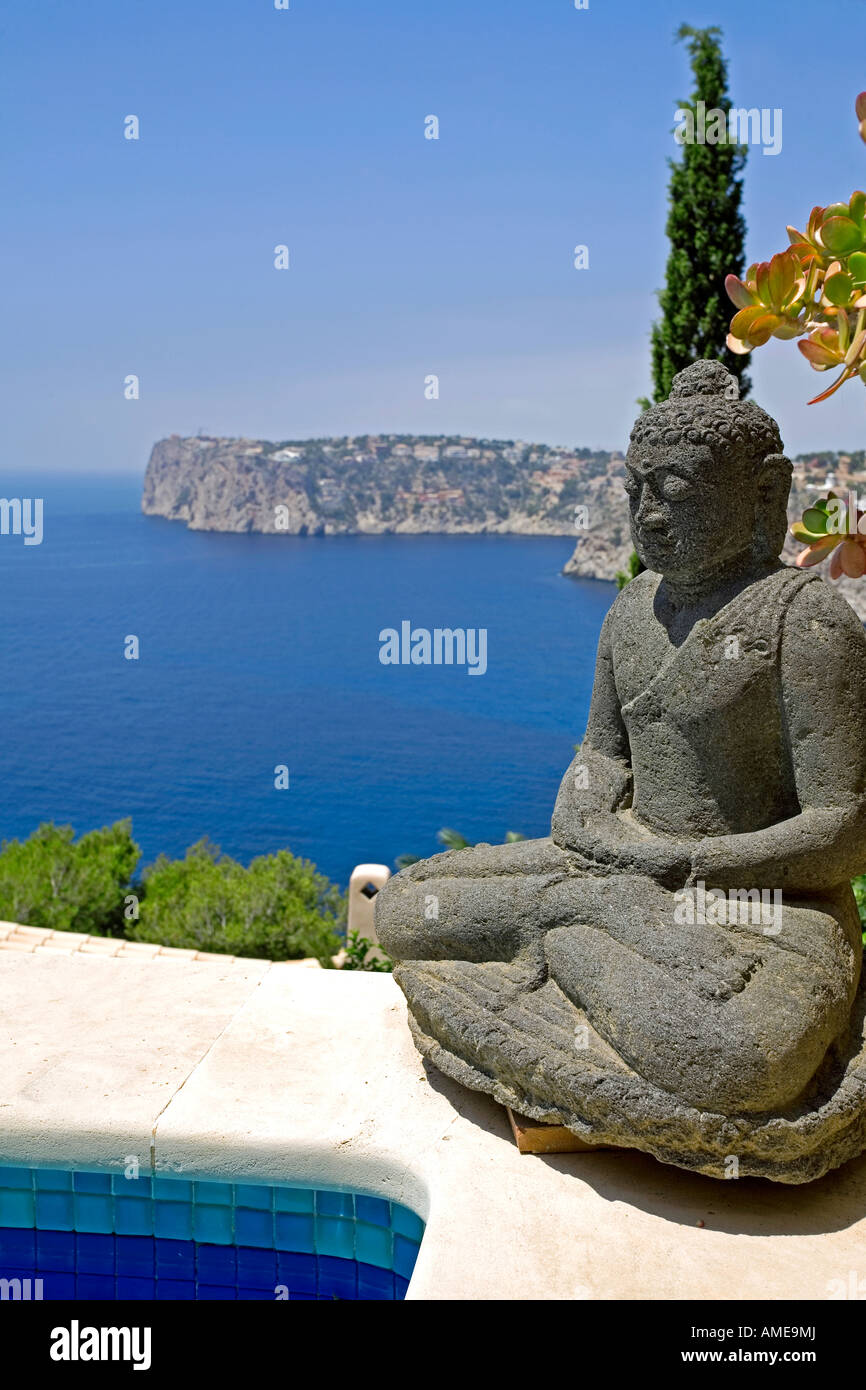 Piscine et de Bouddha. Cala LLamp. L'île de Majorque. Espagne Banque D'Images