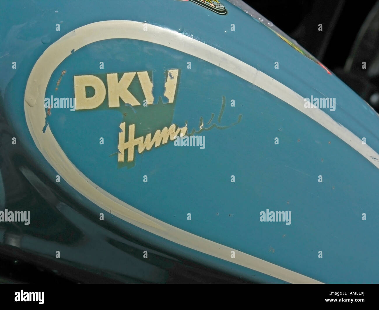 Détail d'un oldtimer moto avec emblème de DKW Hummel Banque D'Images