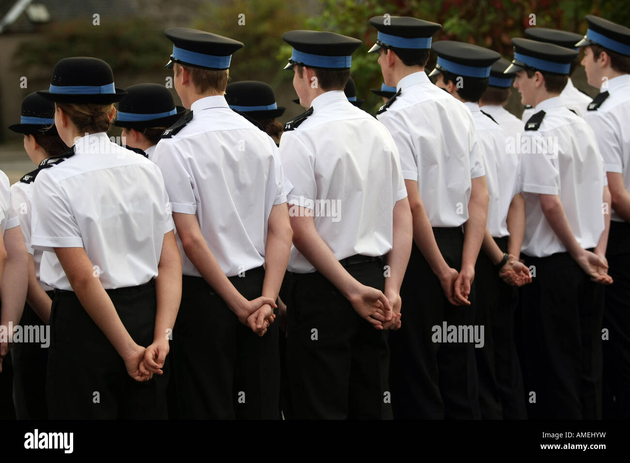 Les jeunes cadets de police masculins et féminins de la Police Grampian basé à Aberdeen, Écosse, Royaume-Uni Banque D'Images