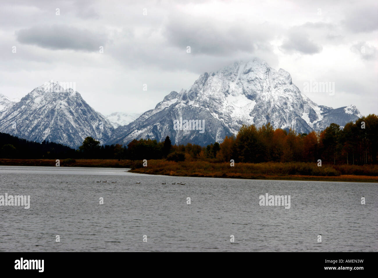 Mont moran de Oxbow Bend, parc national de Grand Teton, Wyoming Banque D'Images