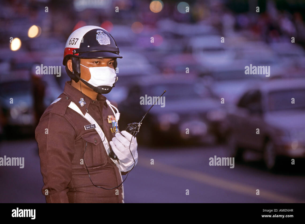 Le contrôle de la circulation de la police de Bangkok Banque D'Images