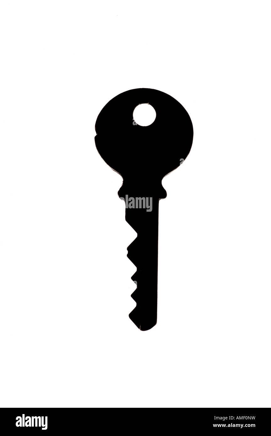 Key silhouetted against a white background Banque D'Images