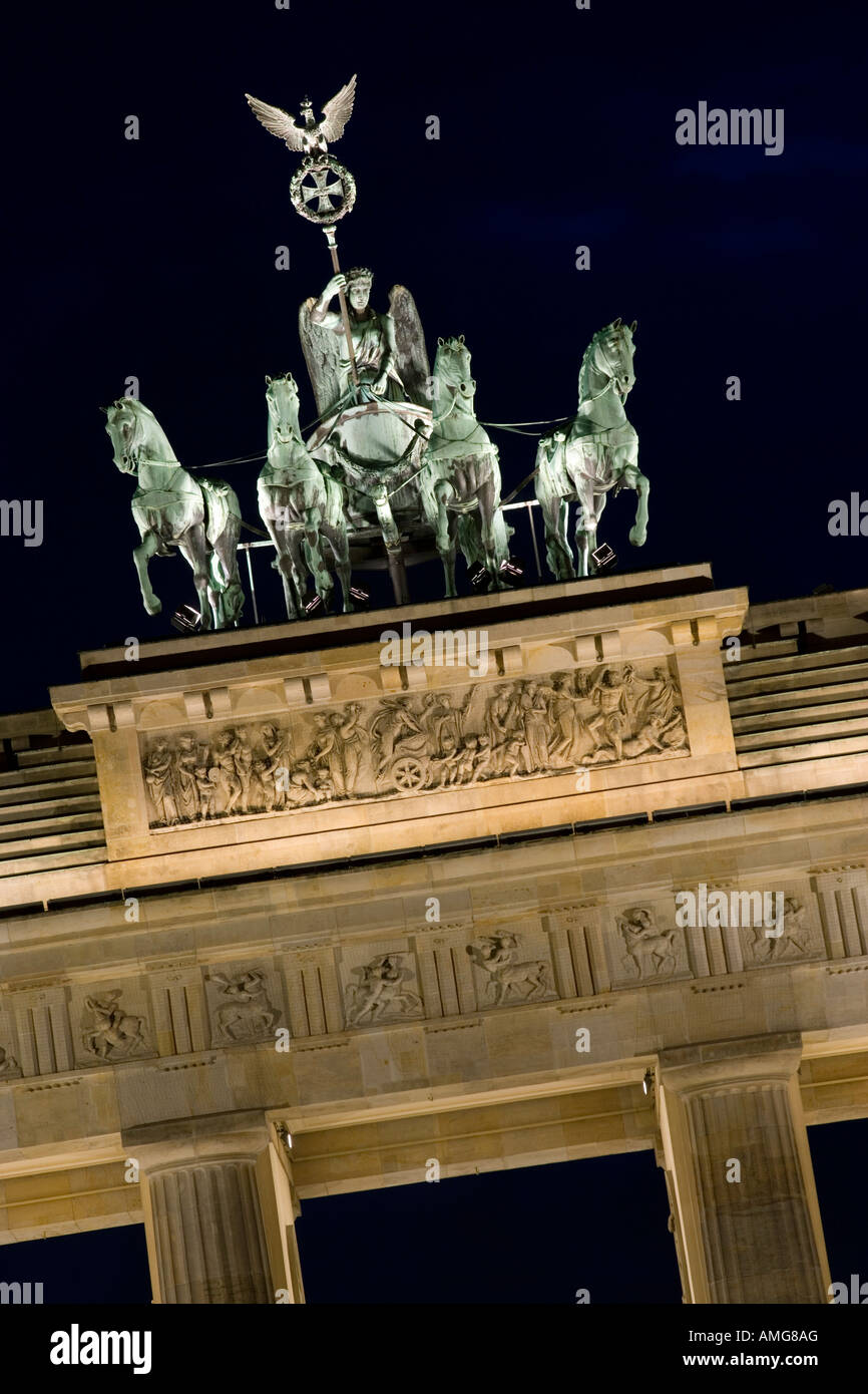 Quadriga, Porte de Brandebourg, Berlin. Architecte : Carl Gotthard Langhans Banque D'Images