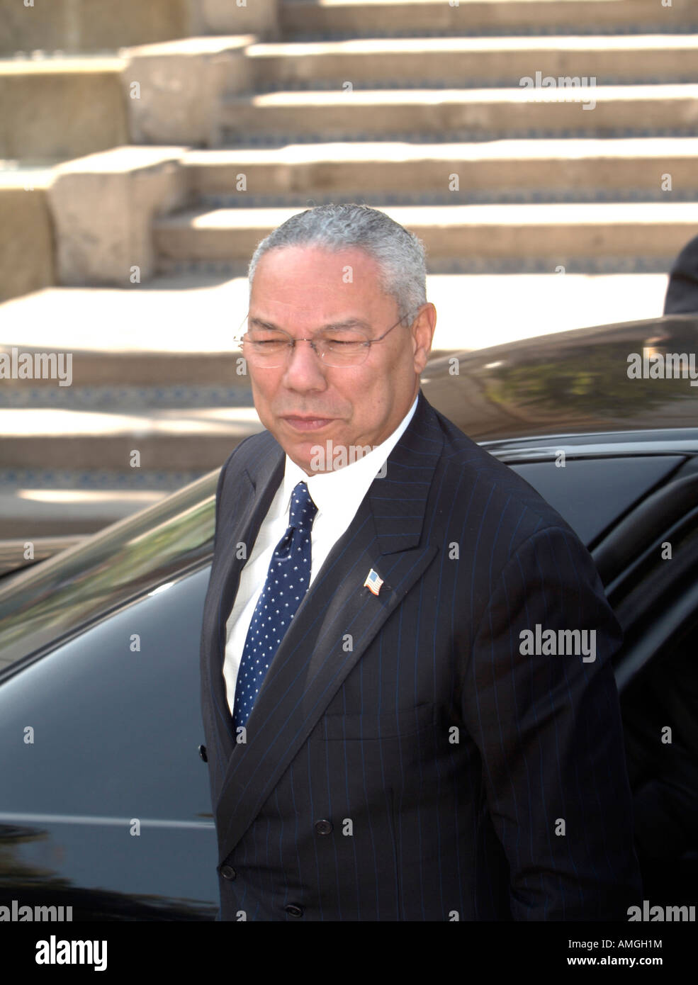 Le secrétaire d'État américain Colin Powell rencontre le président mexicain Vicente Fox Quesada au Miguel Aleman residence Banque D'Images