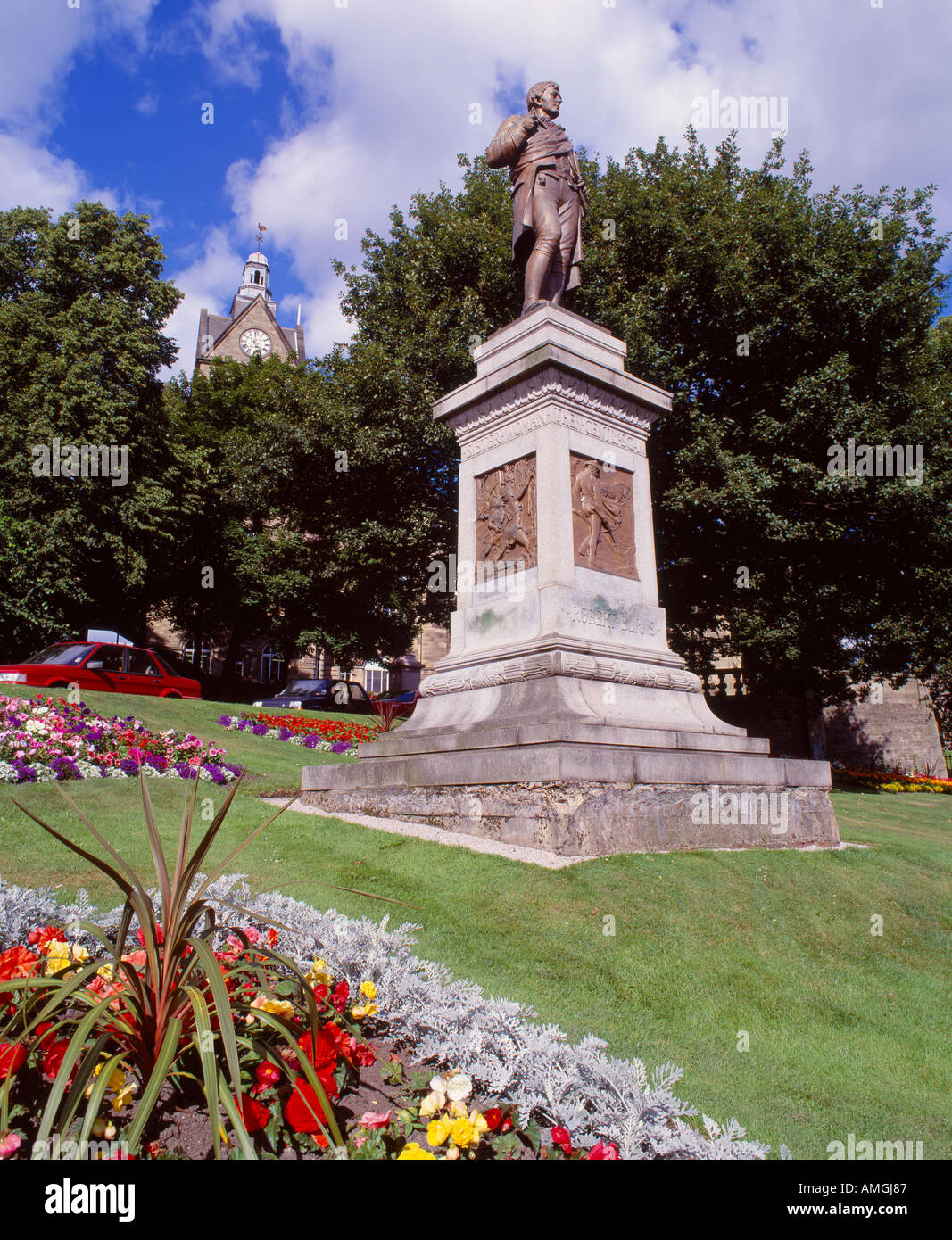 Statue de Robert Burns, Stirling, Écosse, Royaume-Uni situé sur la route de Dumbarton Banque D'Images