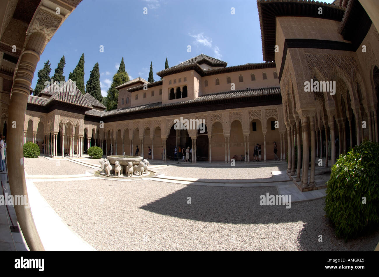 Cour des Lions (Patio de los Leones) dans le Palacio Nazaries La Alhambra Granada Andalousie, Espagne du Sud Banque D'Images