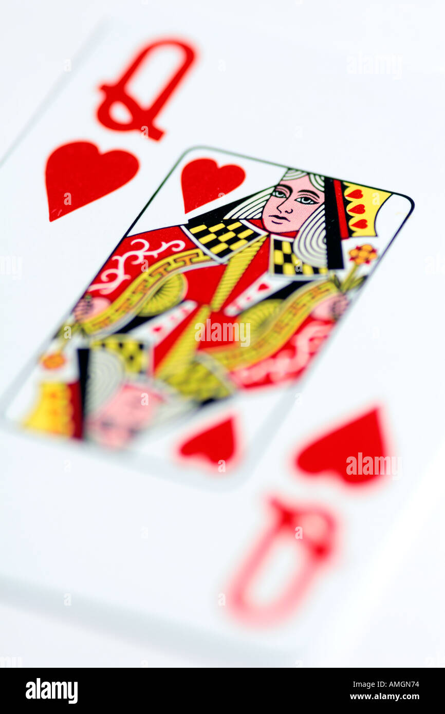 La reine de Cœur carte à jouer fond blanc Banque D'Images