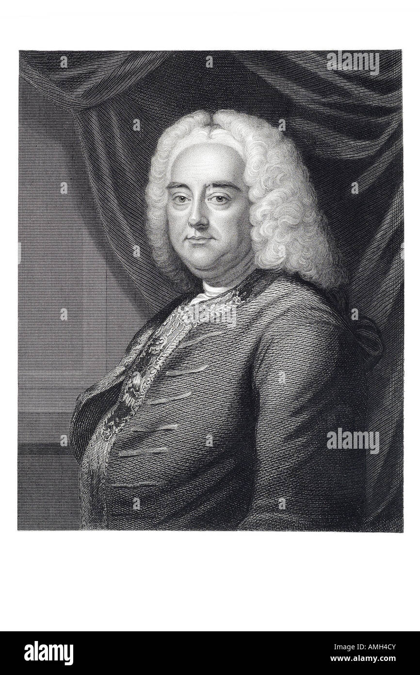 George Frideric Handel musique baroque Friedrich compositeur Baroque Allemand mâle homme Allemagne Angleterre composé chef-Messie c 1 Banque D'Images
