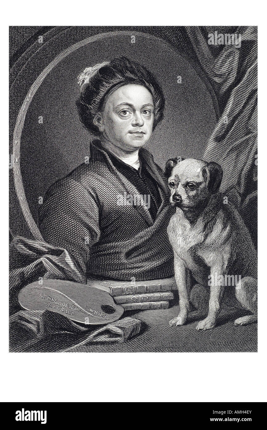 WILLIAM HOGARTH, peintre Français 1697 1764 Gulielmus pug pet Trump dictionnaire de biographie universelle Impériale originale série mem Banque D'Images