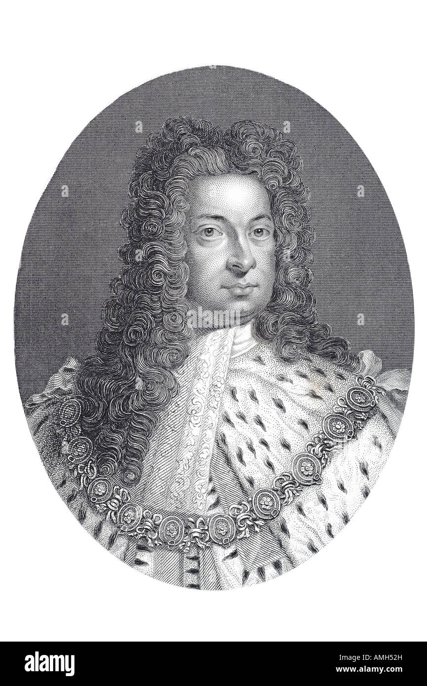 Le roi George Louis I 1 1er 1660 1727 Grande-Bretagne Irlande la vignette ci-dessous Comtesse Derwent water intercédant Pri mari Banque D'Images