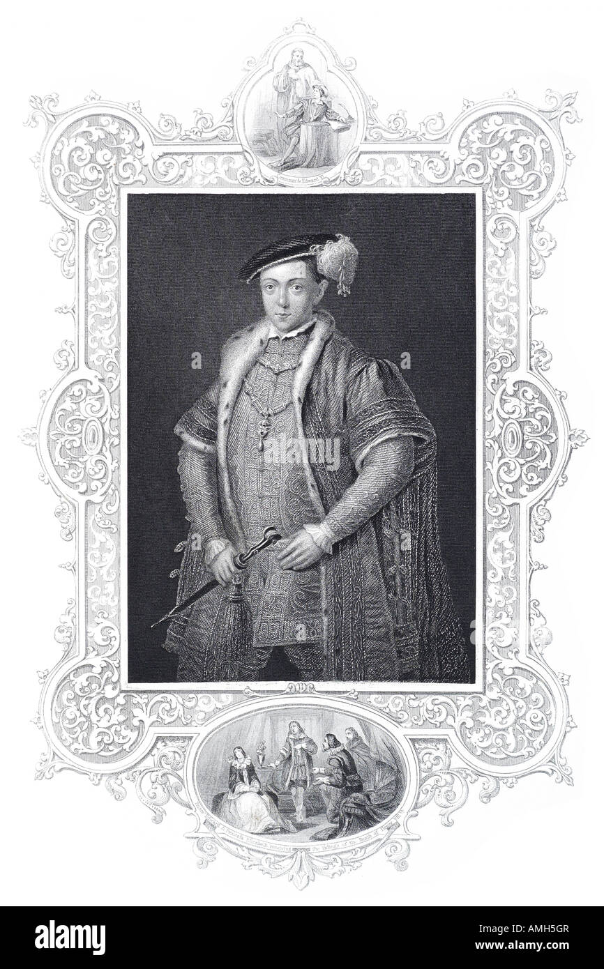 Le roi Édouard VI 1537 1553 9 ans vieille règle sévère caractérisé la réforme protestante en Angleterre Irlande Réclamation trône français monarch tud Banque D'Images