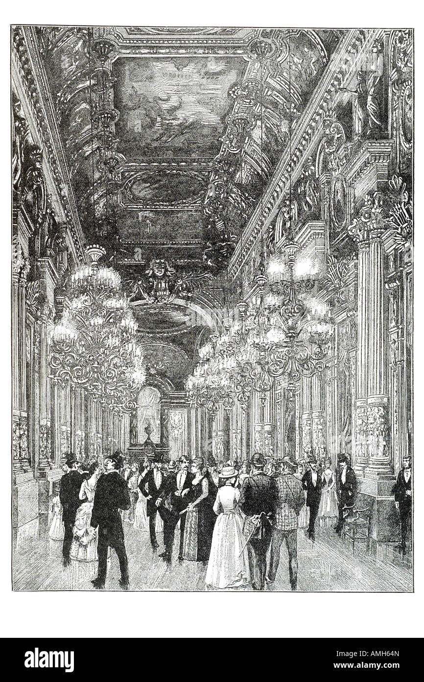 Gran Hall Palais Garnier Opera House France Parisien Franco réception française tenue formelle musique art Louis XIV Napoléon soc élevé Banque D'Images