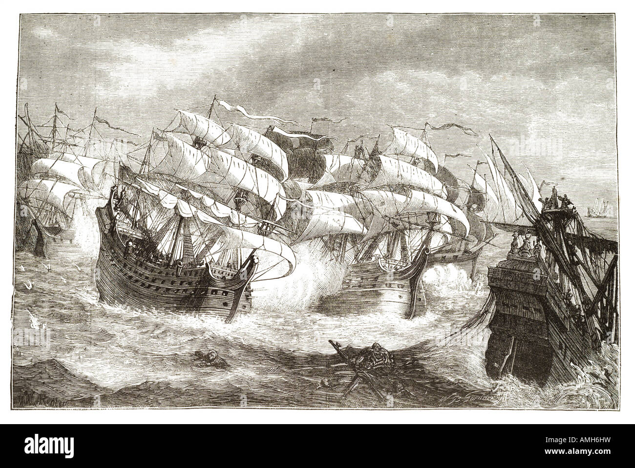 Attaquer un navire trésor espagnol Sir Francis Drake 1540 Vice-amiral 1596 navigator corsaire marchand d'esclaves élisabéthain politicien Banque D'Images
