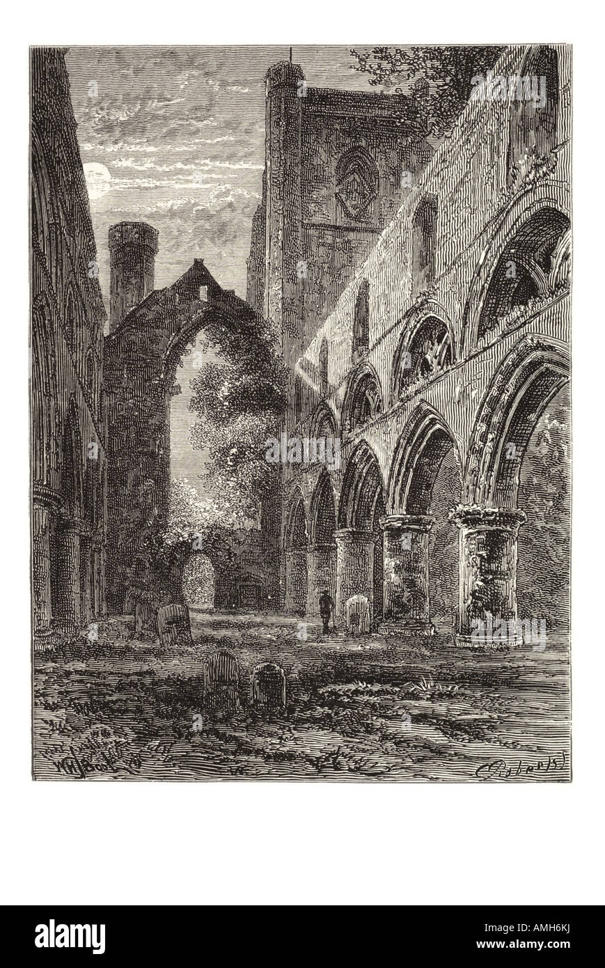 La cathédrale de dunkeld ruine 1260 Réforme 1501 16e siècle détruit. La réfection de toiture choeur nef de l'église paroissiale de 1600. Ce vide bancs Banque D'Images