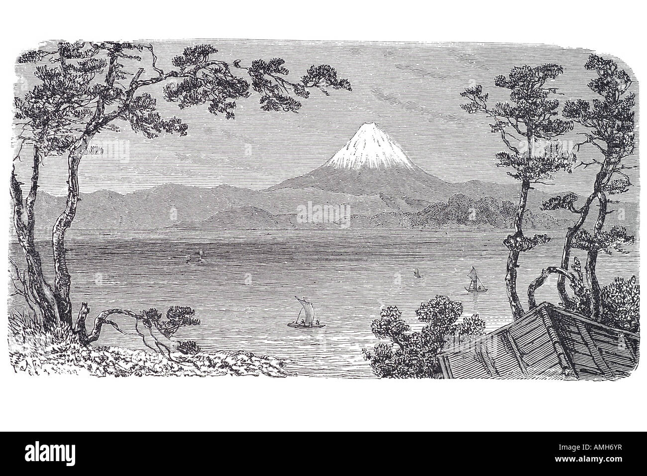 1890 fusi Fuji Yama montagne sacrée de l'extrême-orient Asie Japon Japonais orient oriental revere honneur ce qui concerne l'icône montagne enneigées Banque D'Images