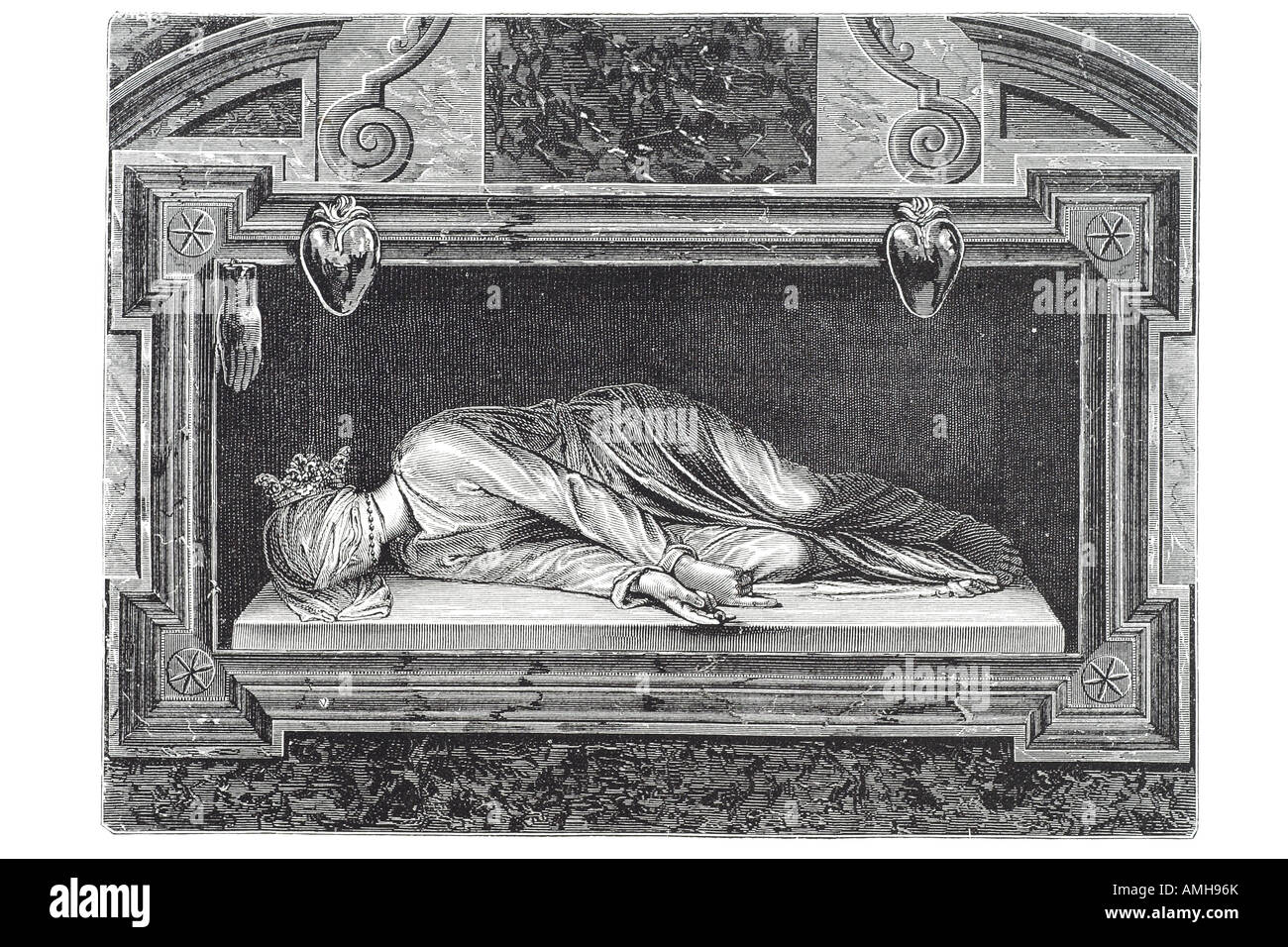 Tombeau de Cecilia rome martyre Saint Cecilia Stefano Maderno célèbre sculpture baroque. Saint patron de l'Eglise musique musicien Banque D'Images