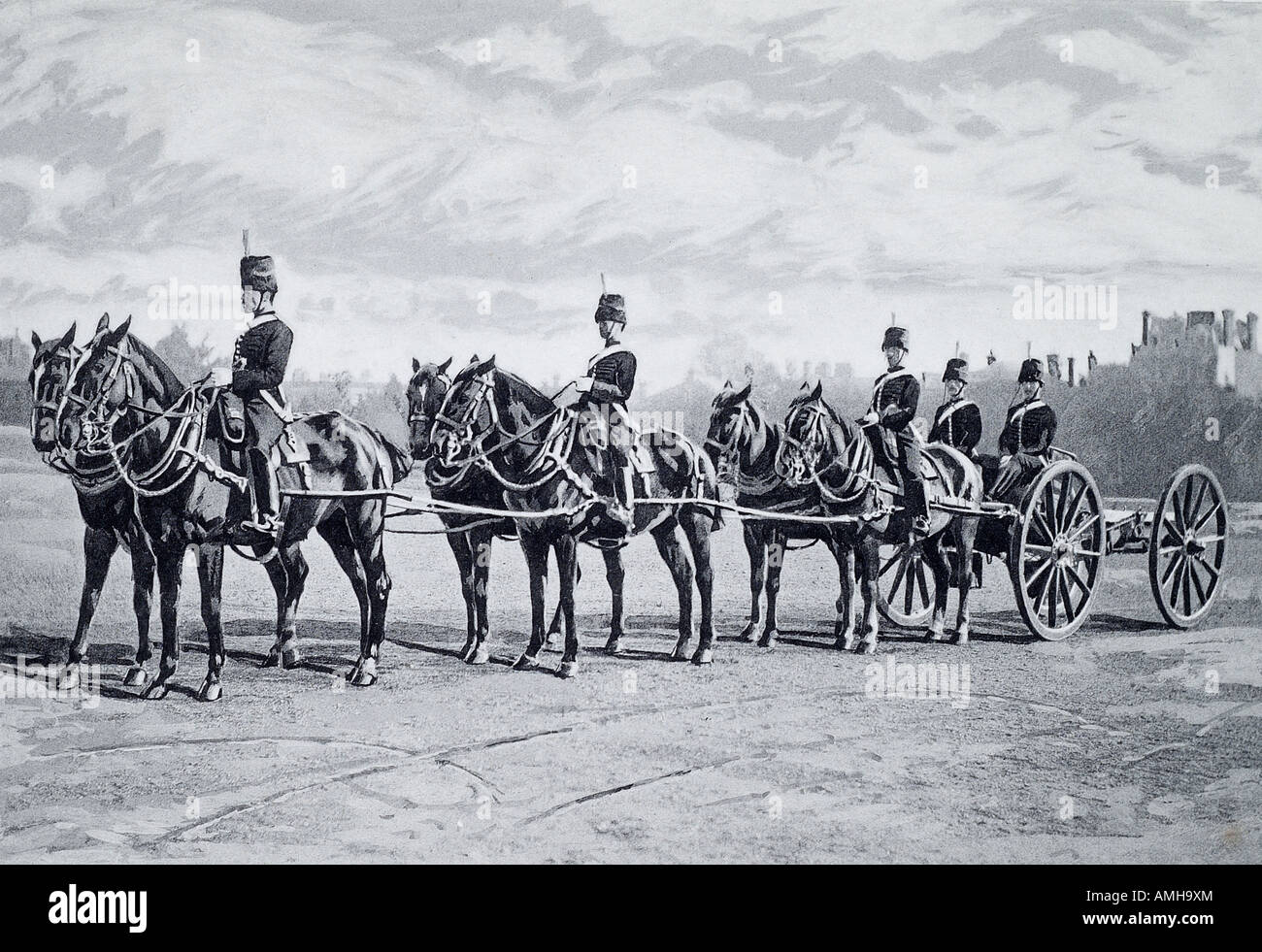 L'équipe d'armes à feu de l'artillerie à cheval royal king troop affiche-tattoo salut ménage Hyde park occasion état militaire du chariot Banque D'Images