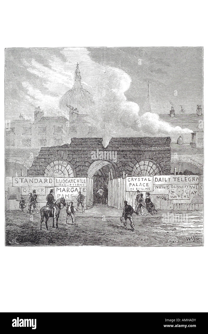 1860 reste tristement célèbre prison dernière flotte Farringdon Street River Star Chamber outrage au tribunal la ruine du débiteur démolir effacer dépose Banque D'Images