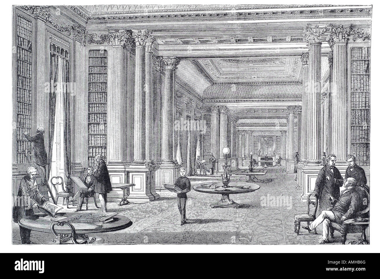 1860 Réforme de la bibliothèque de l'aristocratie du club messieurs Pall Mall Central City urbain royal London Grande-Bretagne Angleterre anglaise en capital plus Banque D'Images