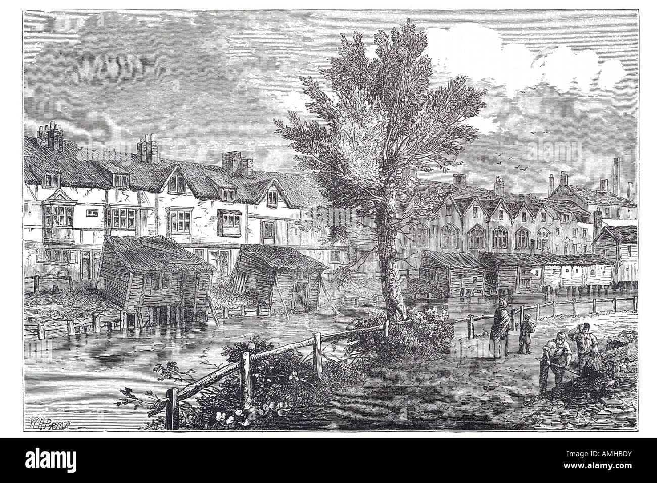 1810 Canal street dockhead résidentiel maison chemin arbre shack shed London Grande-Bretagne Angleterre anglaise en capital plus Britis Banque D'Images