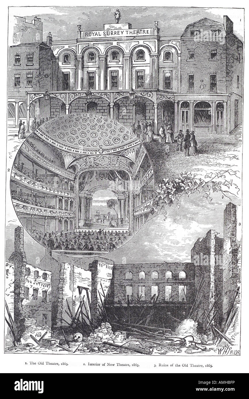 1865 Surrey theatre ancien nouveau Cirque Royal la ruine de l'intérieur de l'Académie Philharmonique équestres entertainment Blackfriars Road Quartier La Banque D'Images