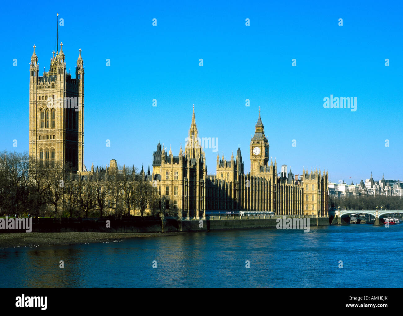 Big Ben, la tour, le Palais de Westminster et de la Tamise Banque D'Images