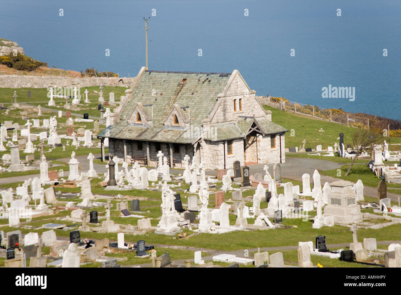 Église Saint Tudno et le grand orme , Llandudno,le Nord du Pays de Galles, Royaume-Uni Banque D'Images