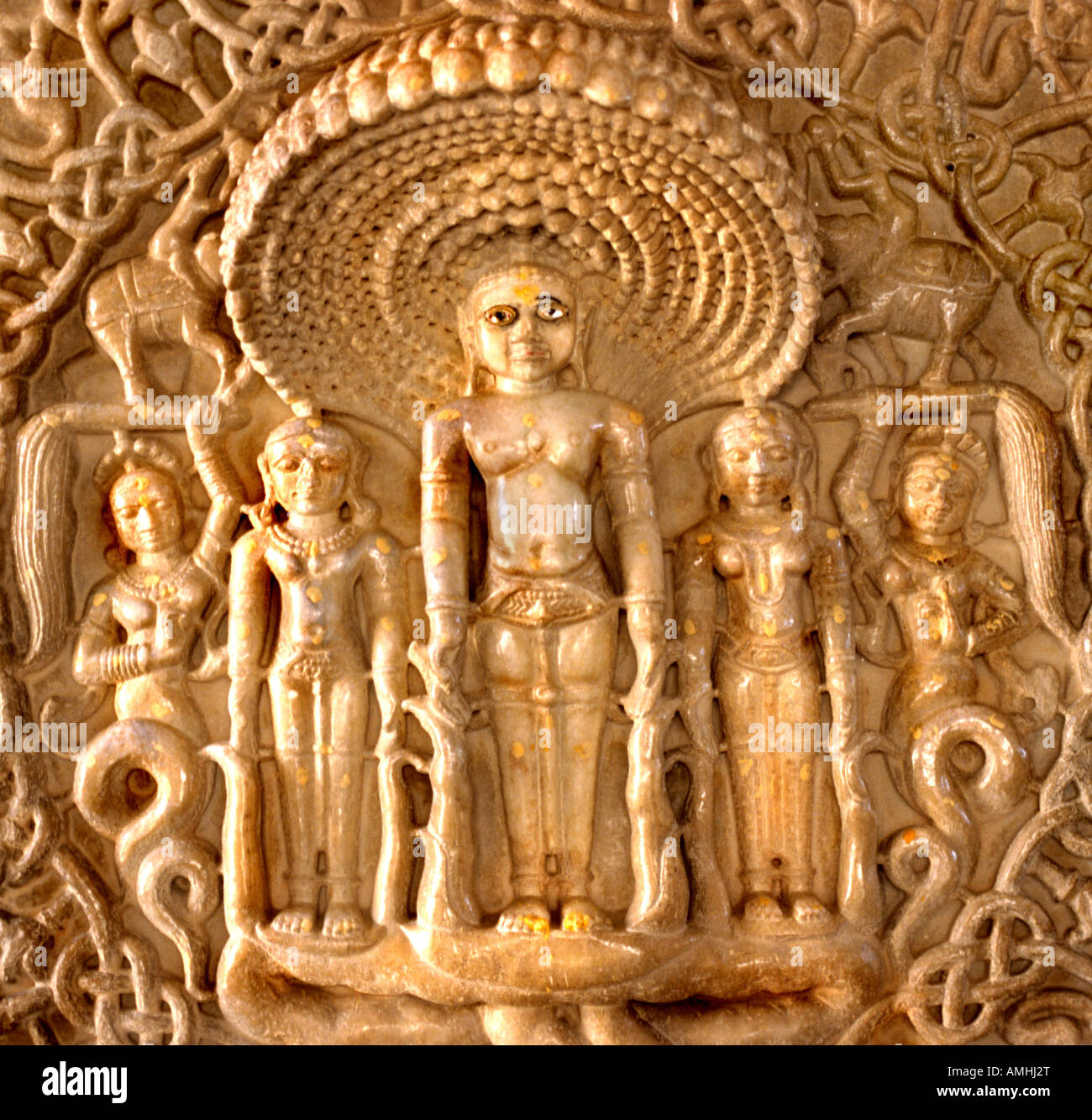 Inde Rajasthan Ranakpur Chaumukha temple Jain 1439 quatre face Religion culte temple Adinatha Death Funeral Tranquillité Banque D'Images Inde Rajasthan Ranakpur Chaumukha temple Jain 1439 quatre face Religion culte temple Adinatha Death Funeral Tranquillité Banque D'Images
