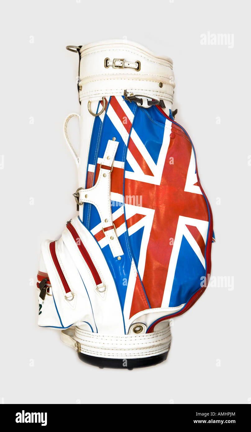 'Great British Union Jack' design sur un rétro sac de golf Banque D'Images