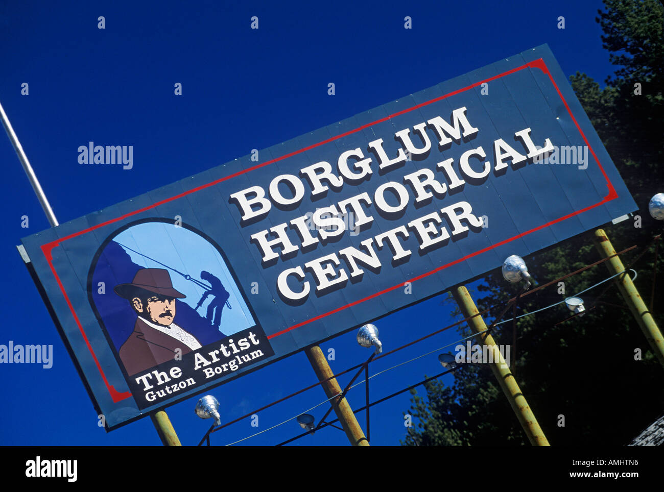 Panneau d'entrée à Borglum Historical Center SD Keystone Banque D'Images