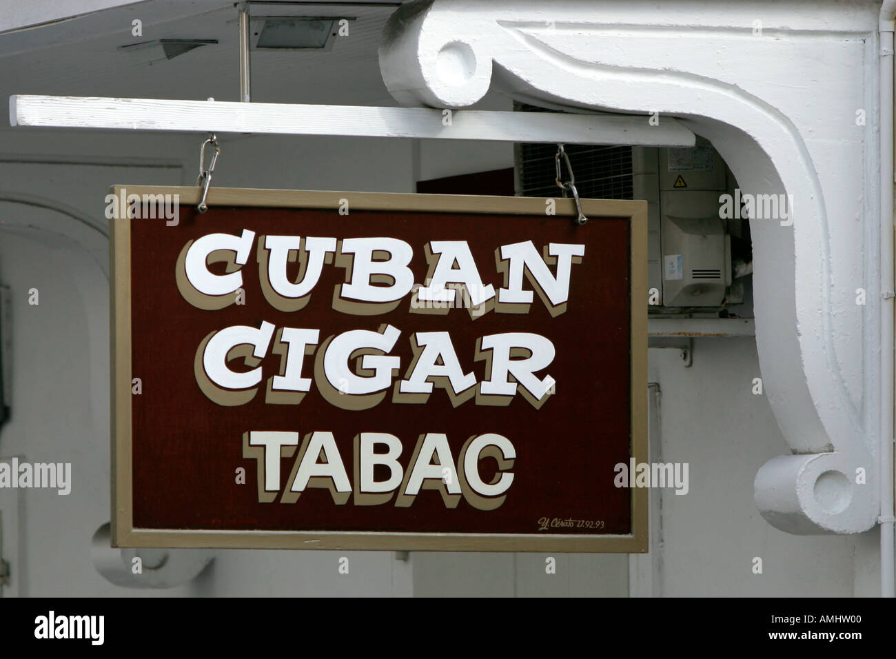 Cigares Cubains interdits aux Etats-Unis sont en vente dans les bureaux de tabac à Gustavia St Barth Banque D'Images