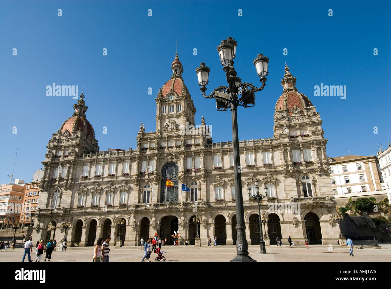 Le Palacio Municipal sur la Plaza Maria Pita à La Corogne, Galice, Espagne Banque D'Images