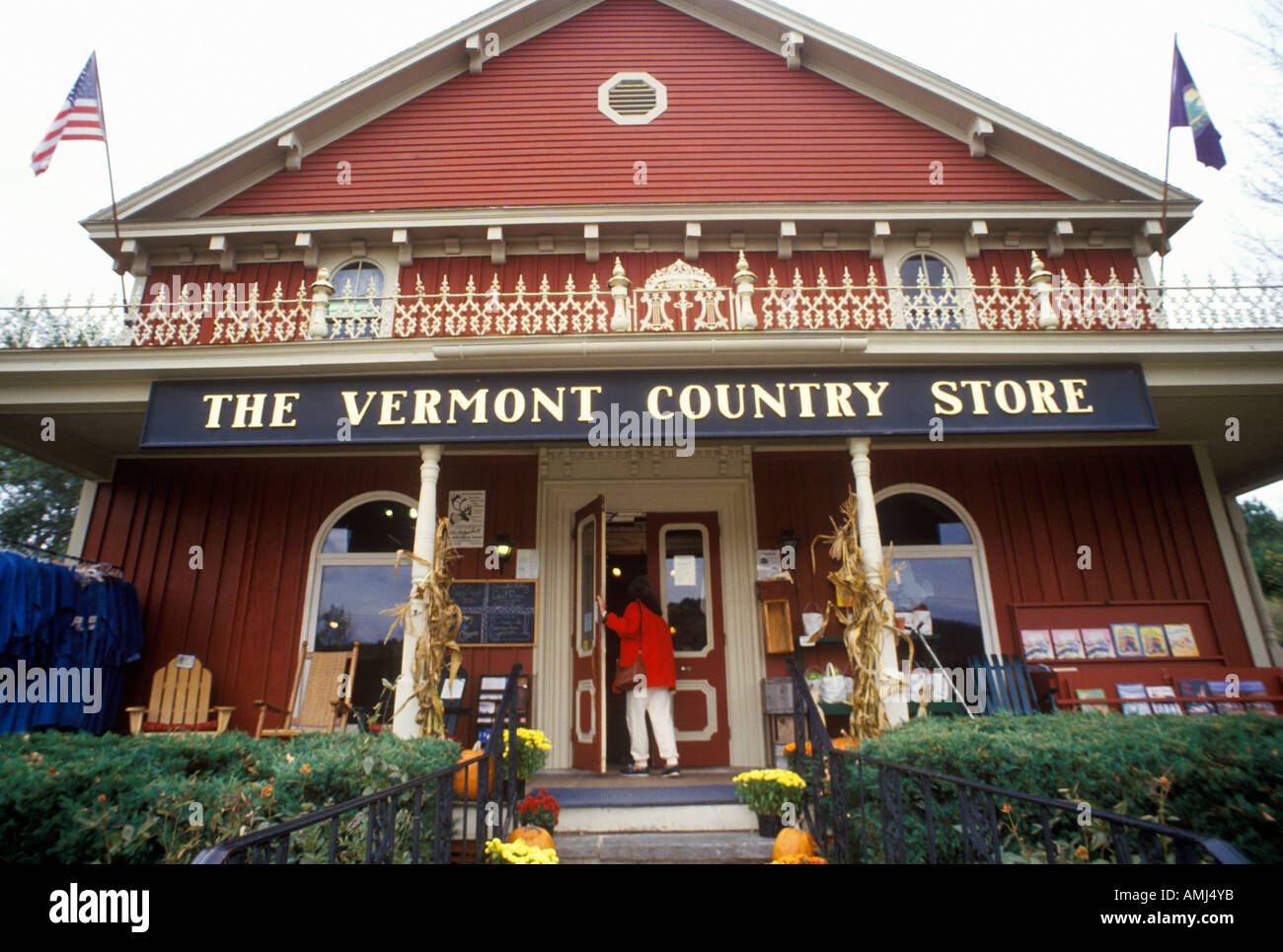 Porche du Vermont Country Store dans Rockingham VT Banque D'Images