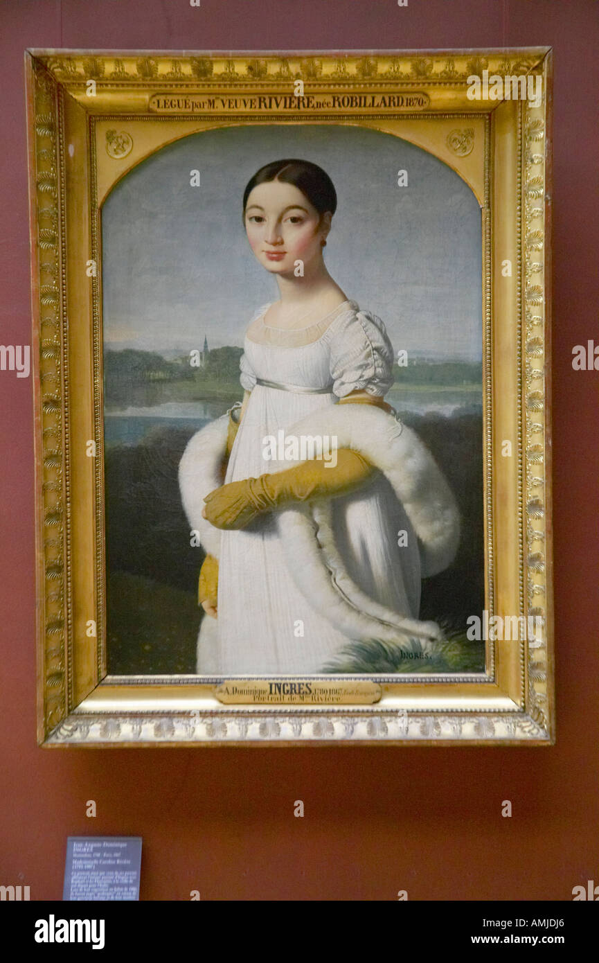 Mademoiselle Caroline Rivière par Jacques Louis David 1806 au Musée du Louvre Paris France Huile sur toile Banque D'Images