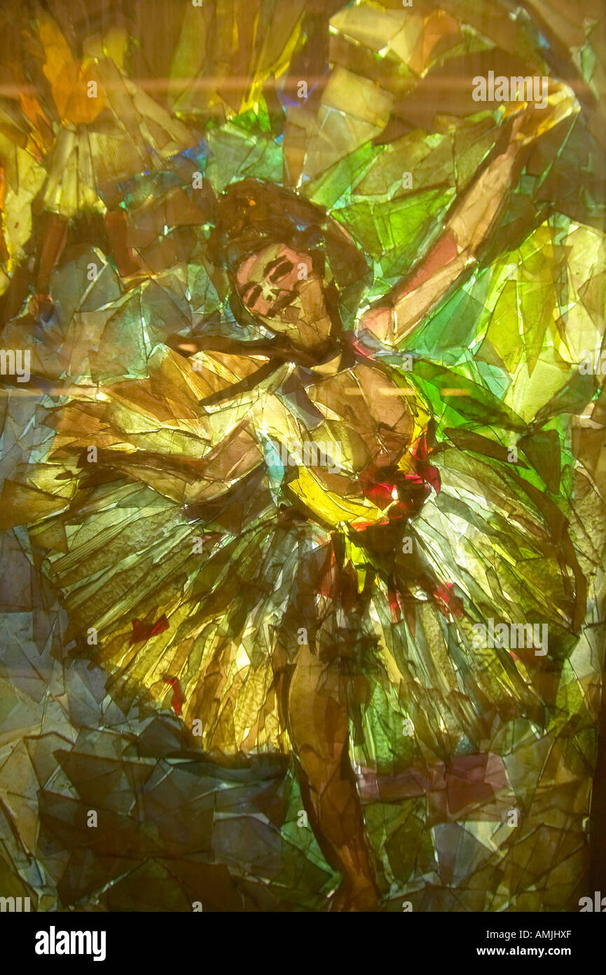 Vitrail à l'intérieur de la station de métro Copie d'Edgar Degas Peinture Paris France Banque D'Images