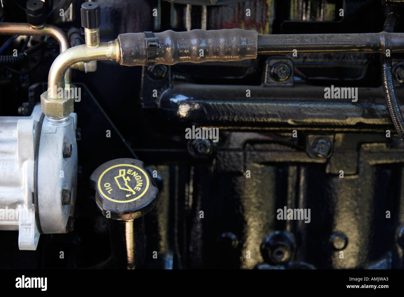 Close up of vintage moteur du tracteur Banque D'Images