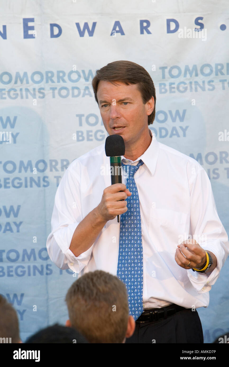 Candidat à la présidence John Edwards lors d'un rassemblement Banque D'Images