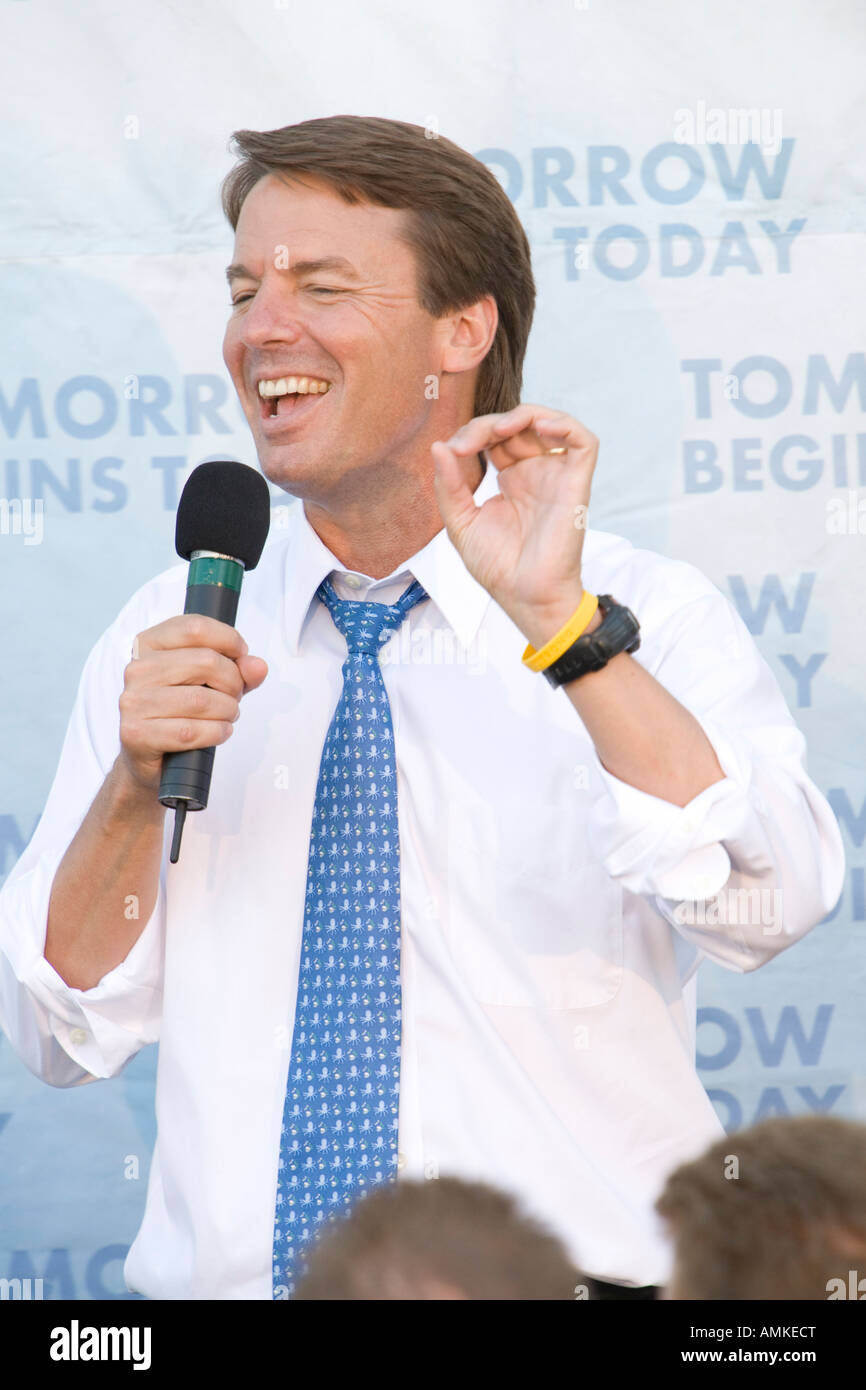 Candidat à la présidence John Edwards lors d'un rassemblement Banque D'Images